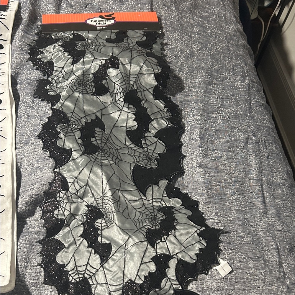 Halloween Table Runner - Black and Silver brand new